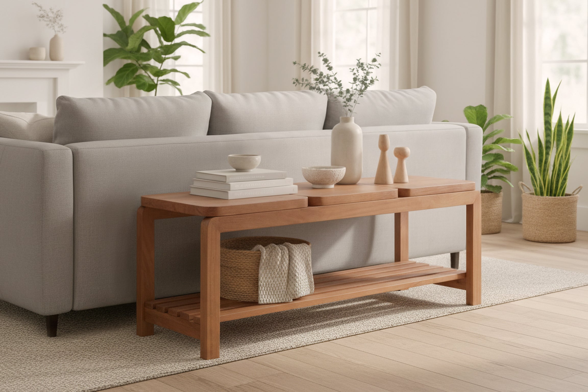 Holzbank Natu – 3-Seater Wooden Bench in Walnut Finish