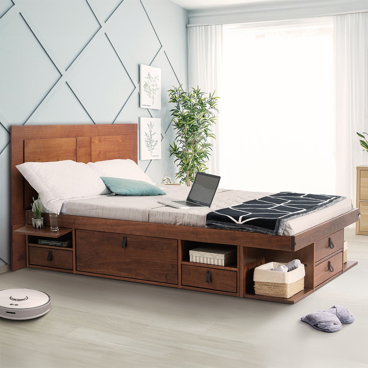 Funktionsbett Bali 140x200 cm - Bett mit Bettkasten und viel Stauraum - Inkl. Lattenrost