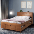 Set AMALFI: Bed with storage drawer + headboard with storage space