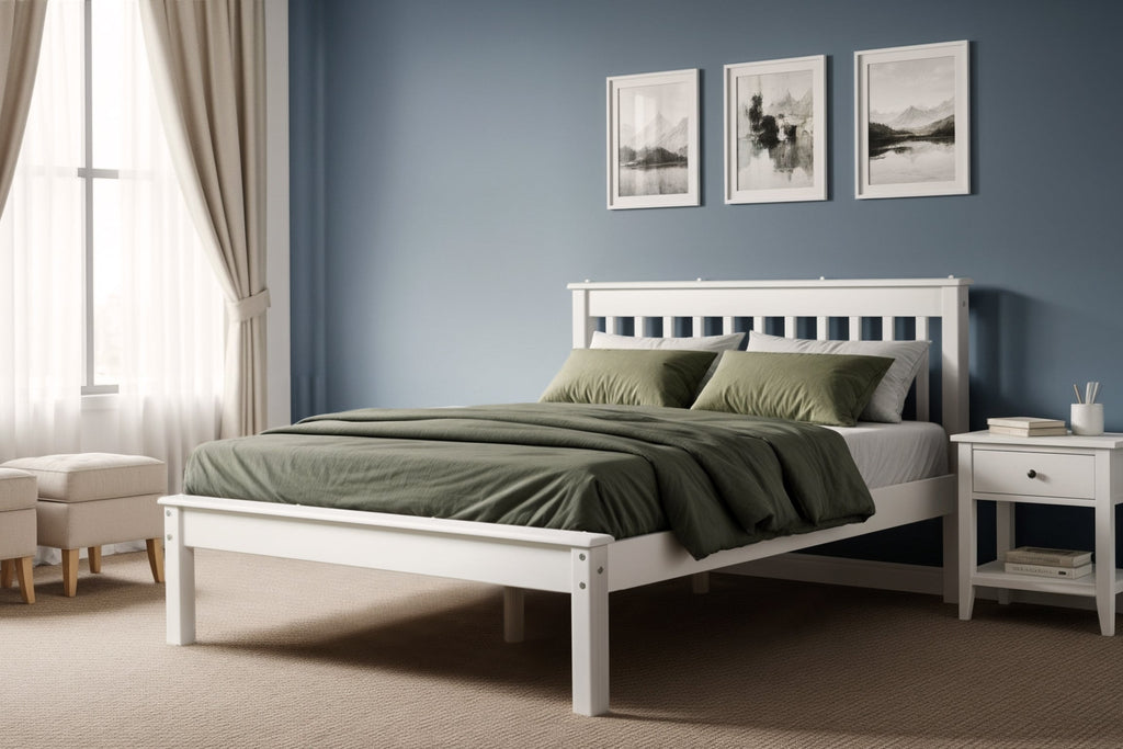 Solid Wood Double Bed Habitual - White | 140x190 cm