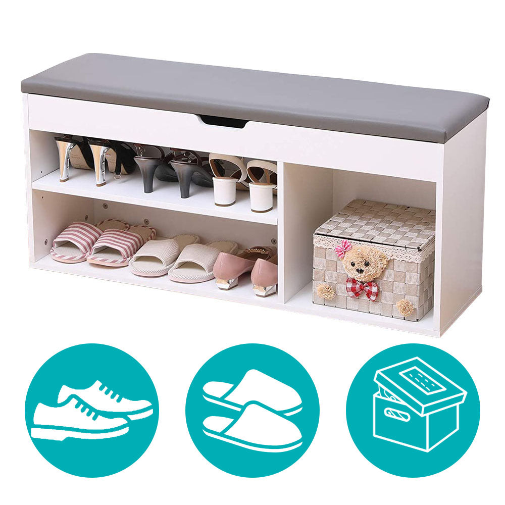 Shoe bench with seat cushion