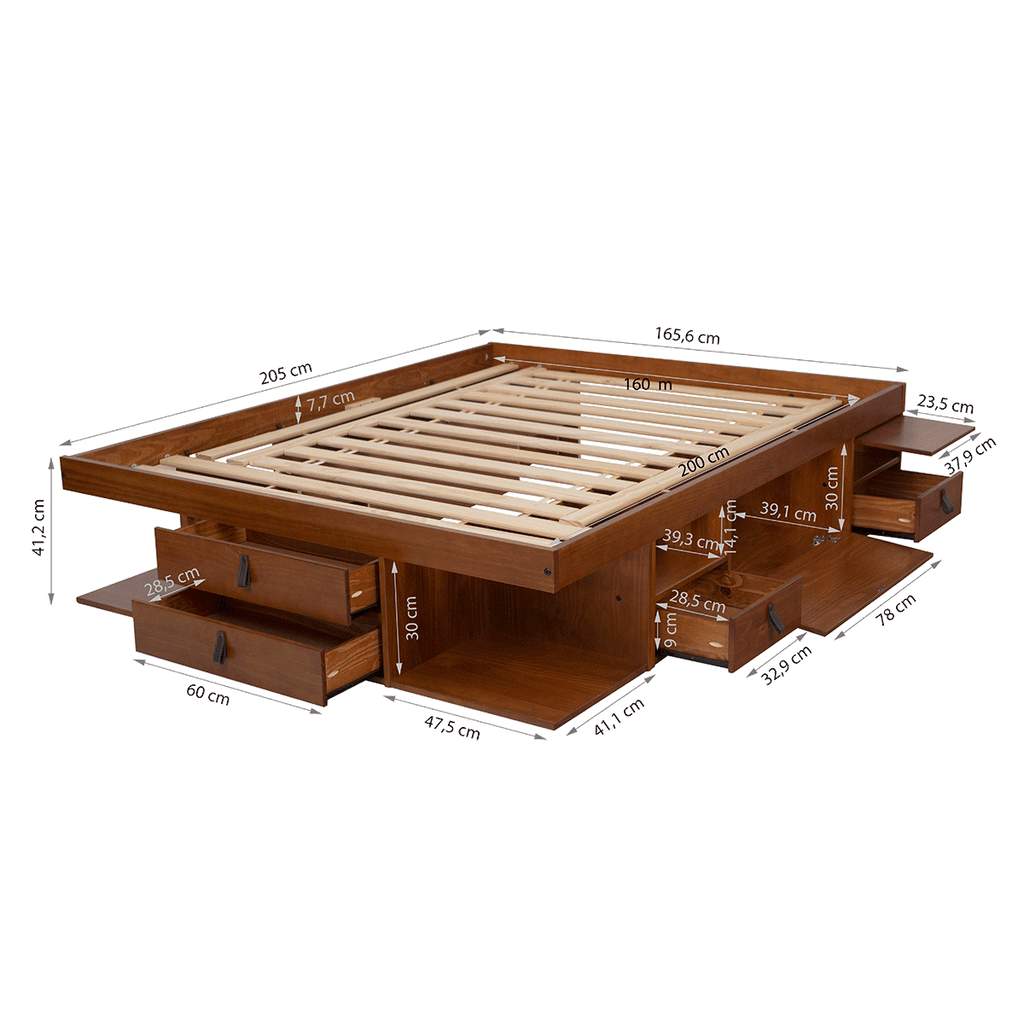 Funktionsbett Bali 160x200 cm - Bett mit Stauraum und Bettkasten - Inkl. Lattenrost