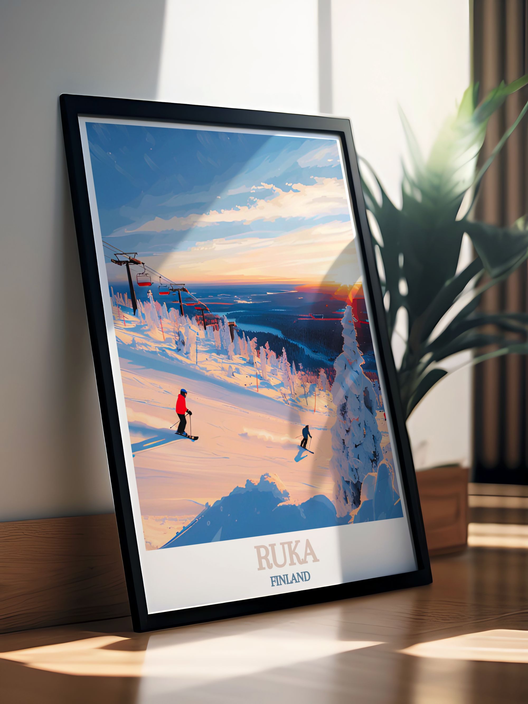 Ruka Finland Ski  Art - Ruka Ski Slopes  Home Decor - Finland  Living Room Decor