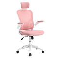 Ergonomic office chair with lumbar support and headrest, pink