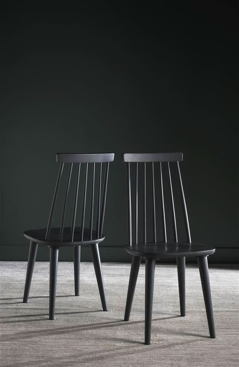 Grey Farmhouse Spindle Side Dining Chairs Set of 2