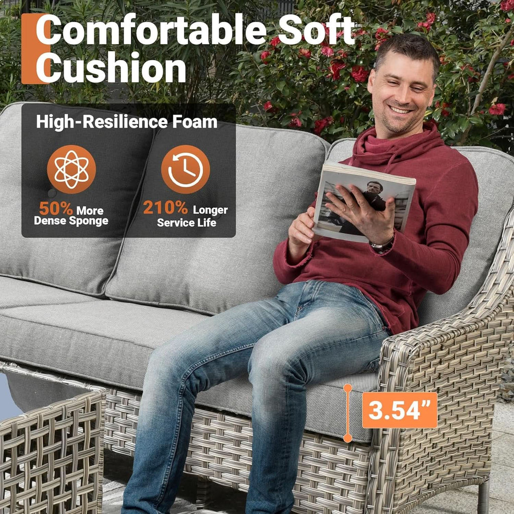5-Piece Outdoor Patio Set With Swivel Chairs All-Weather