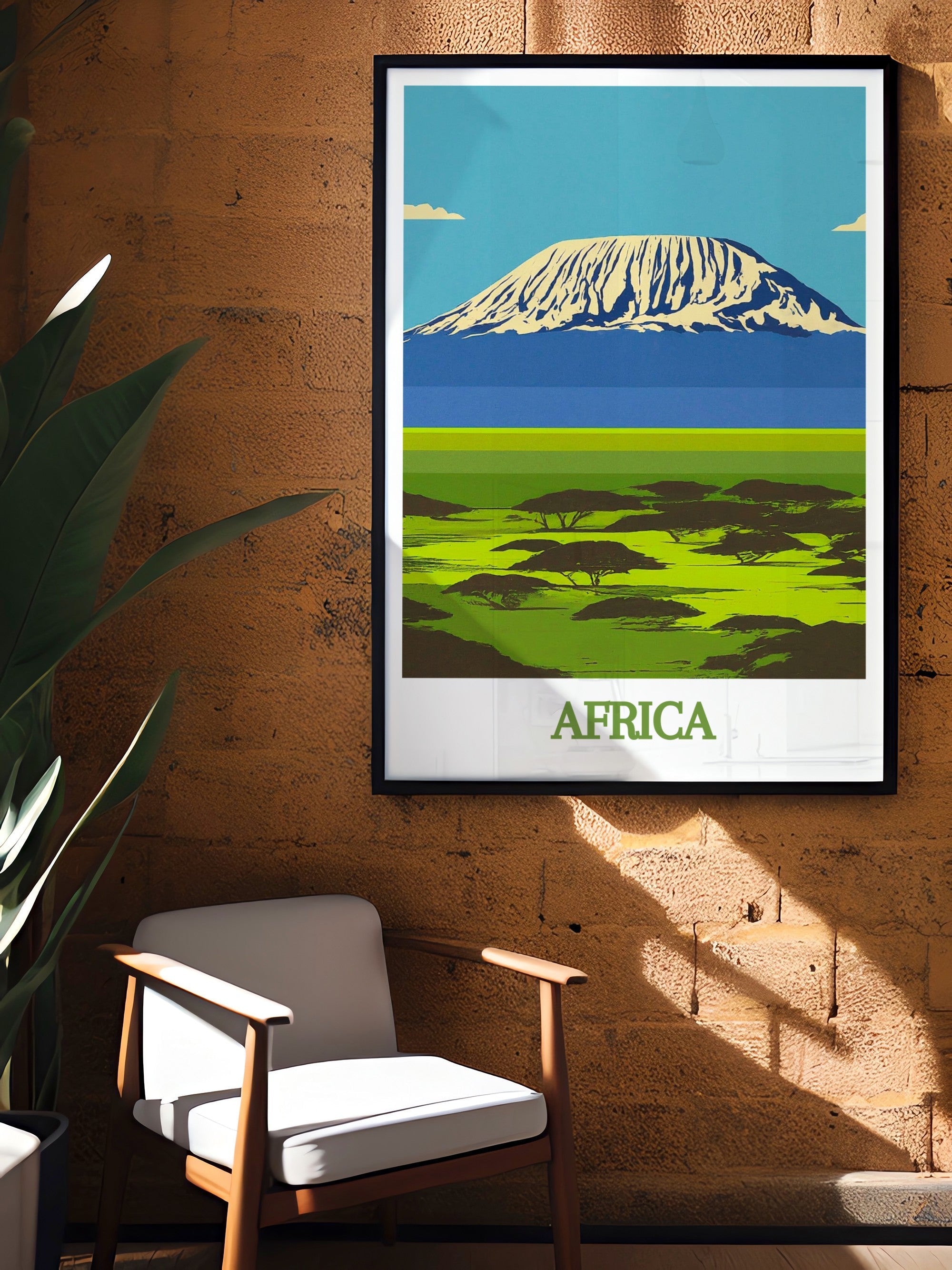 Africa Framed Prints - Mount Kilimanjaro Ideal Home Decor - Africa Vintage Living Room Decor