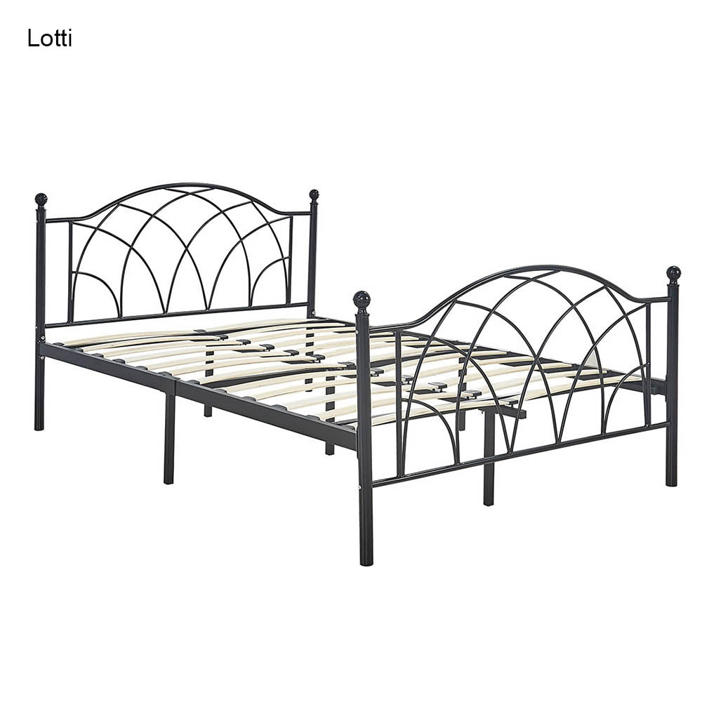 Lotti Metal Bed Frame with Free Slatted Base, Available in Various Sizes and Colors - Black 160x200 cm