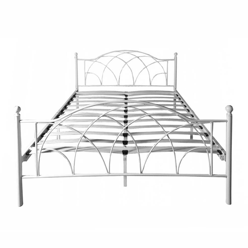 Lotti metal bed frame with free slatted base, in various sizes and colors - White 90x200 cm