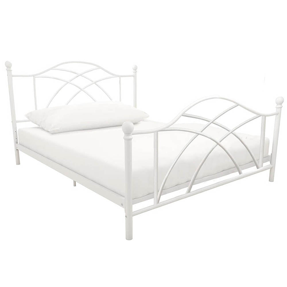 Lotti metal bed frame with free slatted base, in various sizes and colors - White 90x200 cm