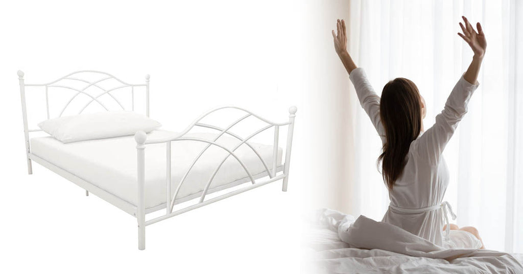 Lotti metal bed frame with free slatted base, in various sizes and colors - White 90x200 cm