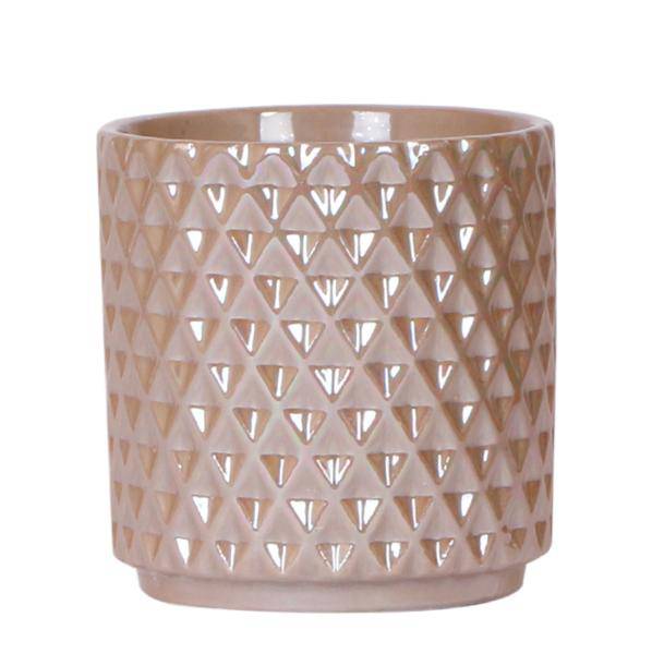 Diamond Pearl Decorative Pot - Sand - Ø9cm - Stone-look Planter - Elegant Decorative Pot for Indoor Plants, Succulents & Cacti