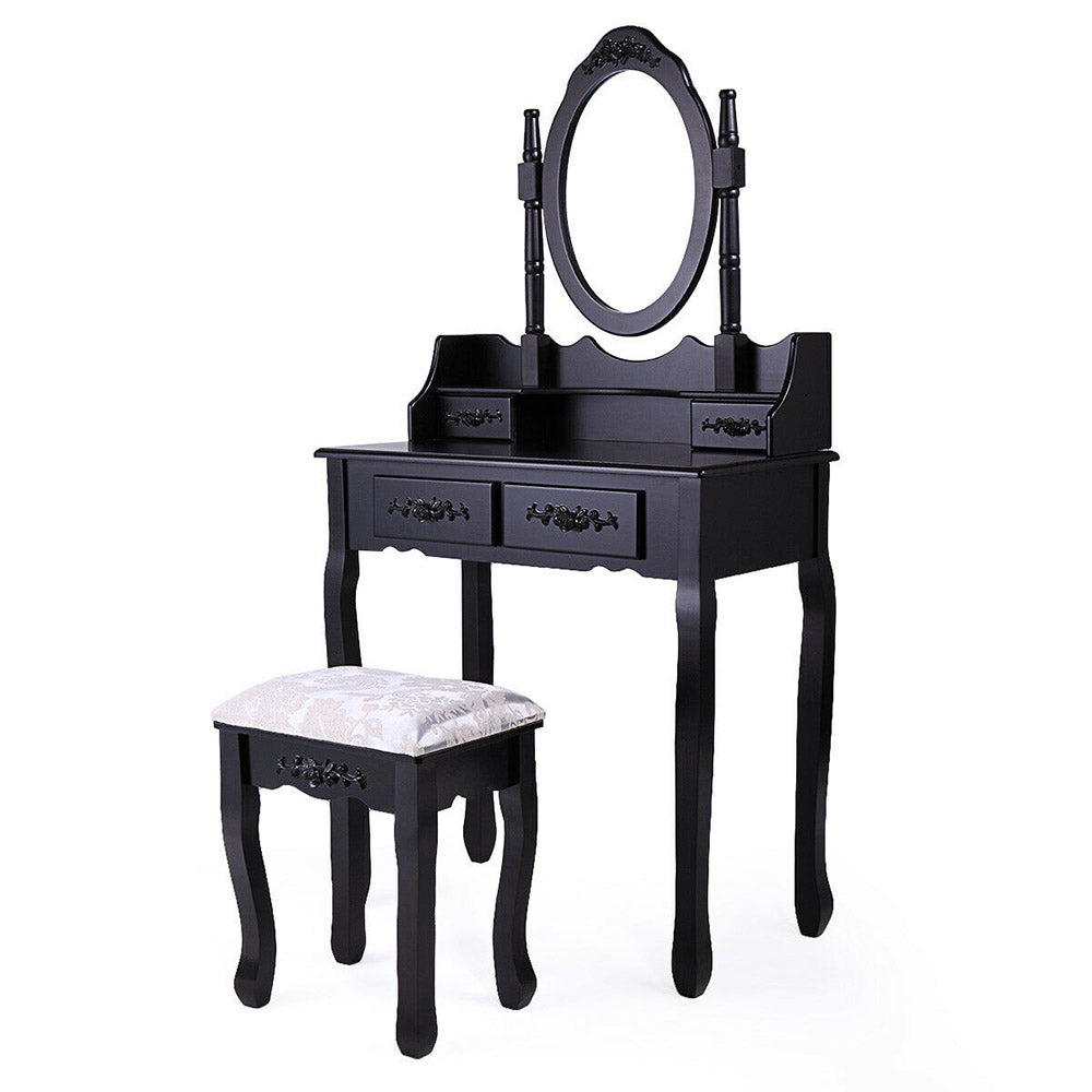 Dressing table with mirror and chair, Rome various colours-black