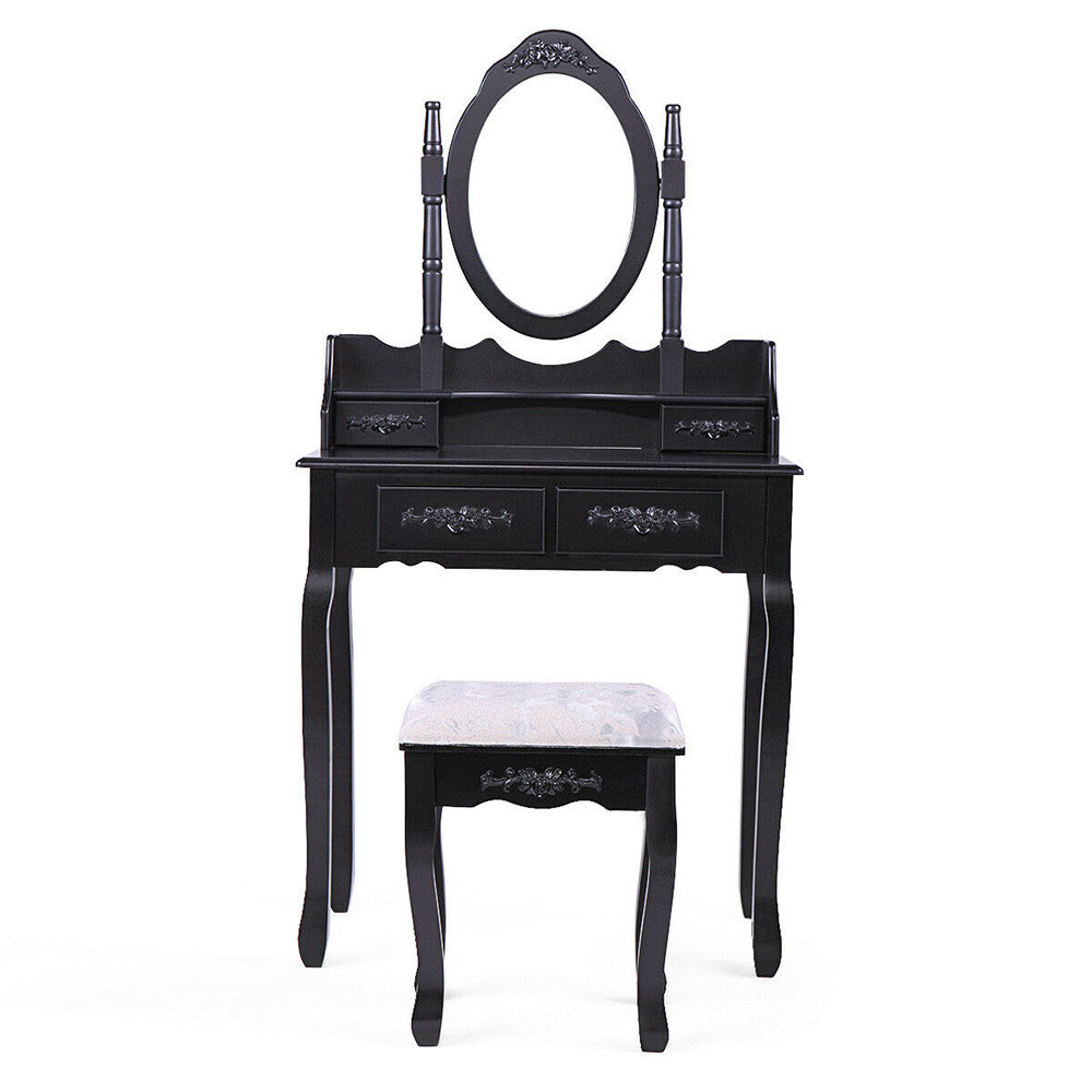 Dressing table with mirror and chair, Rome various colours-black